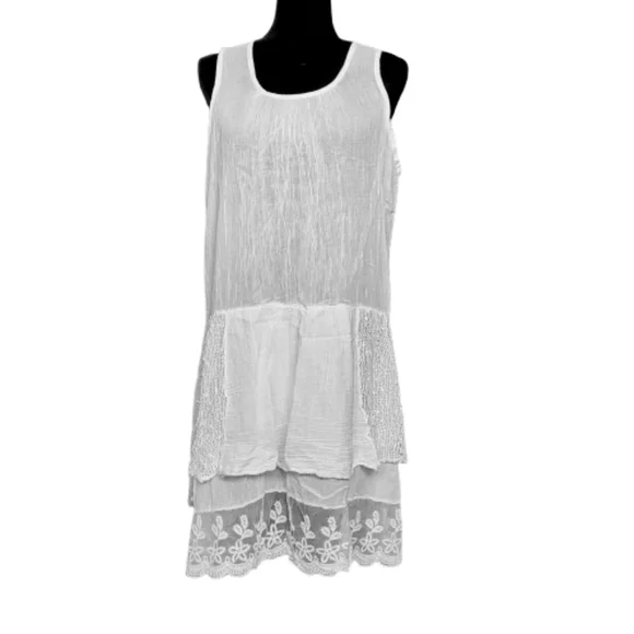 Made In Italy Lacy Layered Tunic Dress One Size - Picture 15 of 16